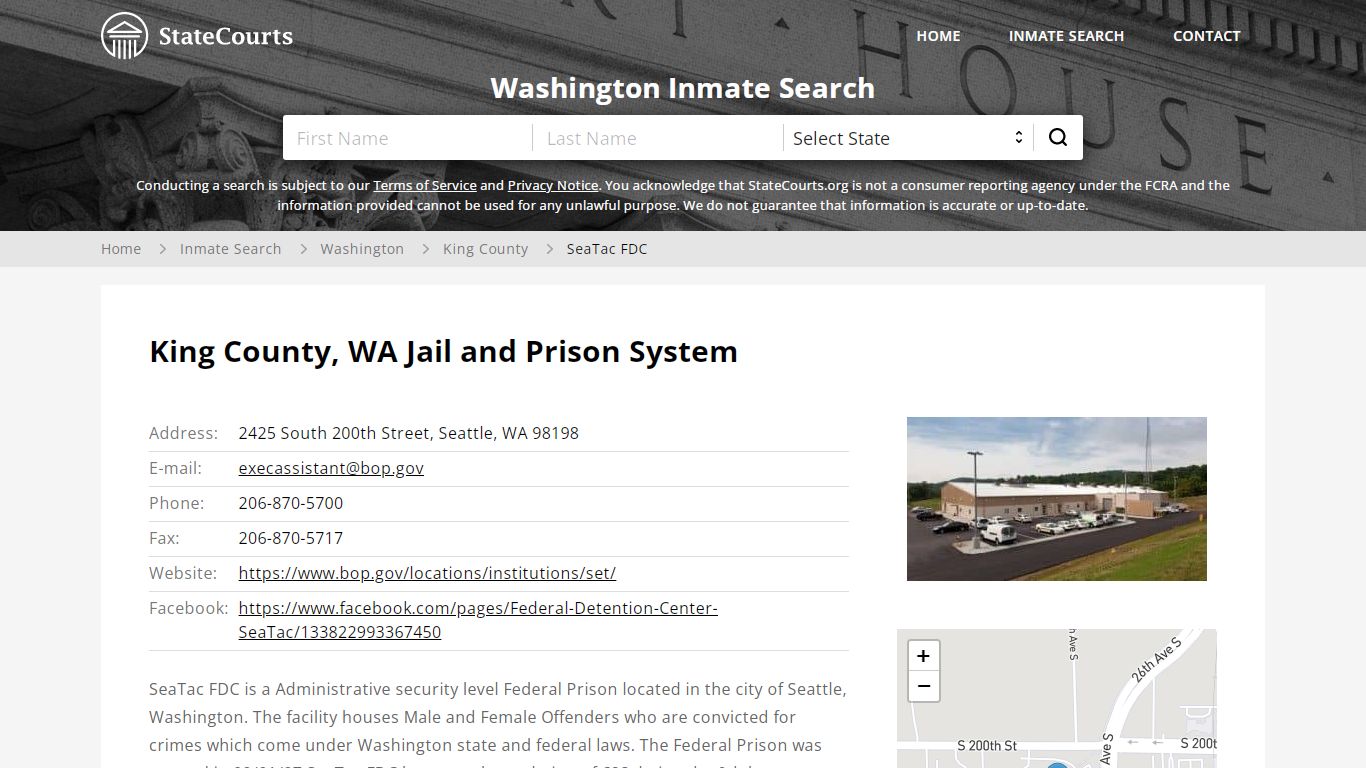 SeaTac FDC Inmate Records Search, Washington - StateCourts