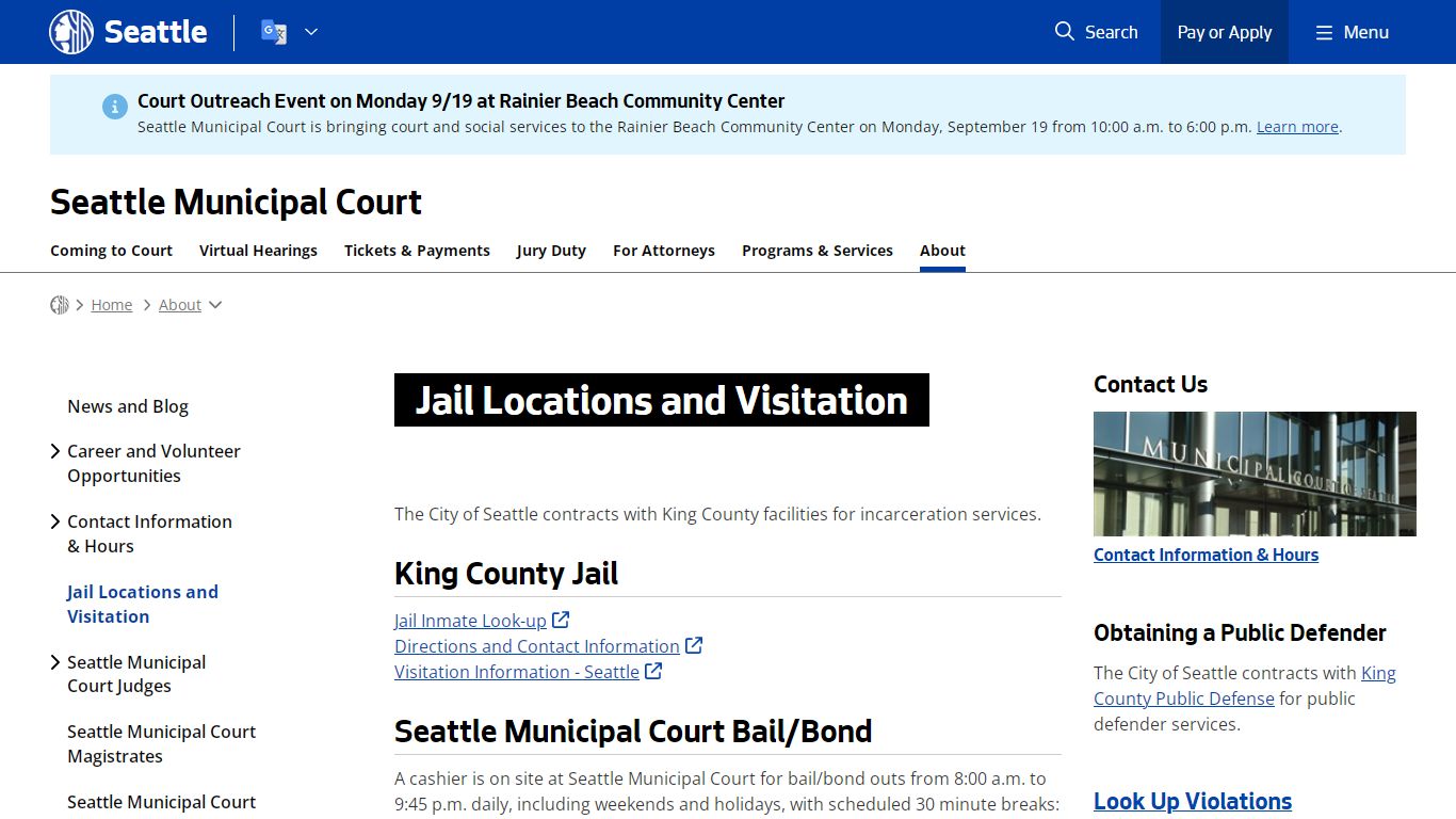 Jail Locations and Visitation - Courts | seattle.gov